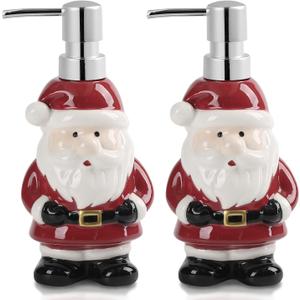 Soap Dispenser 2 Pack Red Ceramic Hand and Dish Soap Dispenser for Kitchen Bathroom