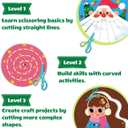 Toddler Scissor Skills Activity Book, Fun Arts and Crafts for Kids 4-6, Preschool Learning Toys Fine Motor Skill Cutting Art kit, 2 Safety Scissors, Birthday Gifts for Girls & Boys Ages 3, 4, 5, 6, 7 (green)