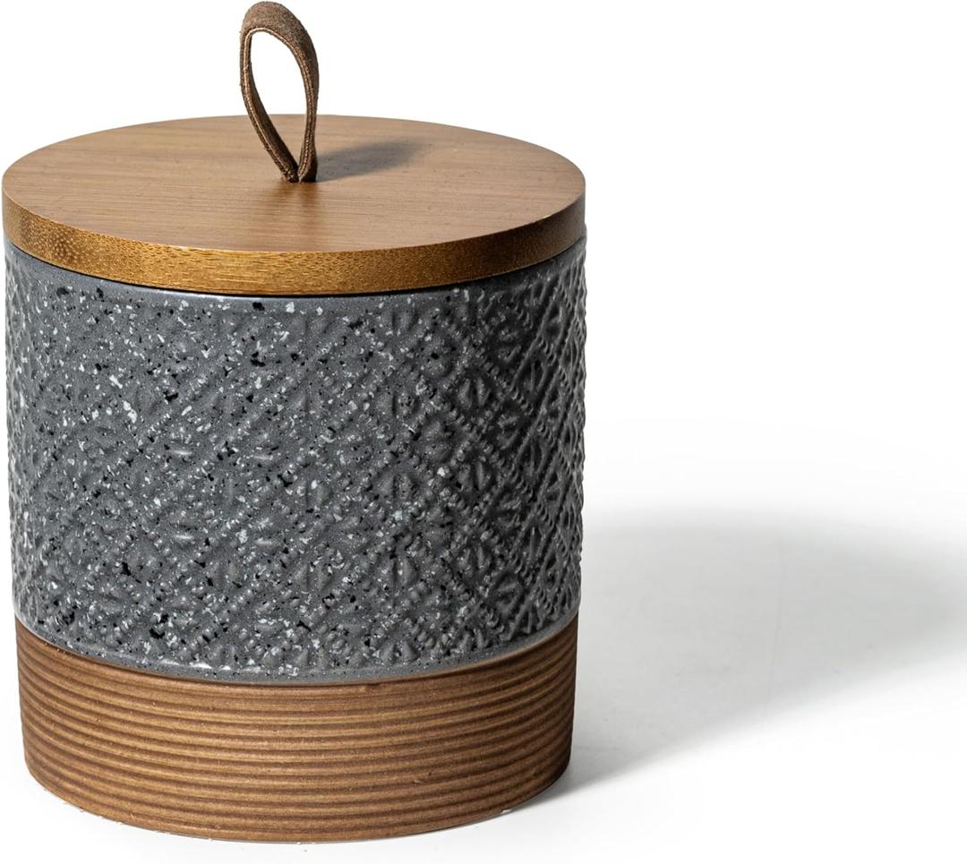 Miamolo Ceramic Spice Jars with Lids, Coffee Canister with Airtight Lid, Small Kitchen Food Storage Jars for Spice Sugar Tea Bag, Stackable Decor Kitchen Jar for Counter - Gray & 20 fl.oz (Grey)