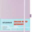 Xrunmix Lined Journal Notebooks, 160 Pages Notebook for Working, 5.7 x 8 inches, 100 GSM Paper, Pastel Colors Hardcover Journals (Lavender) Set Of 4