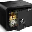 Mini Safe Small Safe Box Money Safe Small Safes for Home Dorm Mini Safes for Kids Safety Box for Cash Documents Kids Lock Box with Key Black (0.23 Cubic Feet)