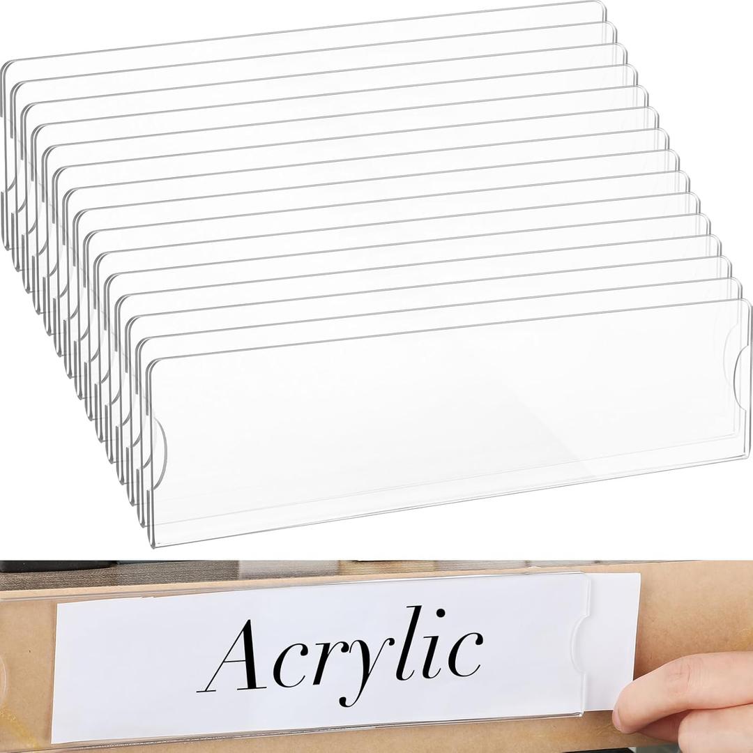 Yulejo 15 Sets Acrylic Name Plate Holder 2'' x 10'' Clear Acrylic Plastic Sign Frame with Adhesive Tape Horizontal Wall Name Plates for Door Office Nameplate Display Trays for Office Home