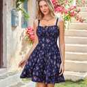 Scarlet Darkness Floral Mini Corset Dress for Women Teen 2026 Summer Spring Flowy A-Line Sundress with Pockets S