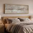 Large Framed Neutral Abstract Wall Art for Living Room, Horizontal 60x20 In