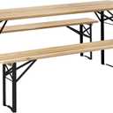 Outsunny 6' Portable Picnic Table and Bench Set, Outdoor Wooden Folding Camping Dining Table Set for Patio Garden Outdoor Activities