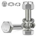 (8 Sets) 3/8-16 x 2 Hex Head Screw Bolt,Lock Nuts,Flat & Lock Washers Kits,304 Stainless Steel 18-8,Fully Threaded