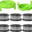 YWTESCH 0.065" Single Line Trimmer String Spool Fit for Greenworks Trimmer, 16Ft Auto-Feed Weed Wacker String Replacement Parts Compatible with Greenworks Weed Eater(6 Spool+2 Cap)