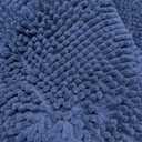 HOMEIDEAS 3 Pieces Bathroom Rugs, Ultra Soft Non Slip Absorbent Chenille Toilet Bath Mat Set (Navy Blue) (17"x24"+20"x32"+U Shape 20"x24")