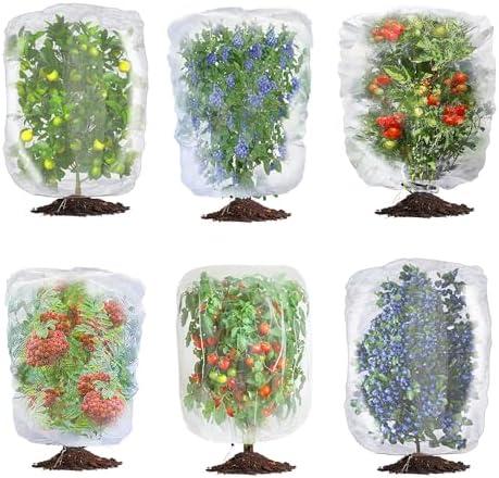 Uytkfg Garden Mesh Netting with Drawstring,Plants Cover Protection from Anti Birds,Bugs,Cicadas,and Insects-Pest Barrier Bag for Blueberry Bushes,Citrus,Tomatoes,Vegetables,Fruit Tree and Orange
