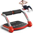 MERACH Ab Machine for Home Gym, Adjustable Ab Trainer with 3 Resistance Levels, Sit Up Exercise Equipment for Core Workout, Automatic Rebound Ab Crunch Machine, Ab Workout Equipment for Stomach (Red)