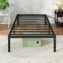 Metal Platform Bed Frame Twin Size, 18 Inch Height with Heavy Duty Steel Support, No Box Spring Needed, Easy Assembly and Underbed Storage,Black