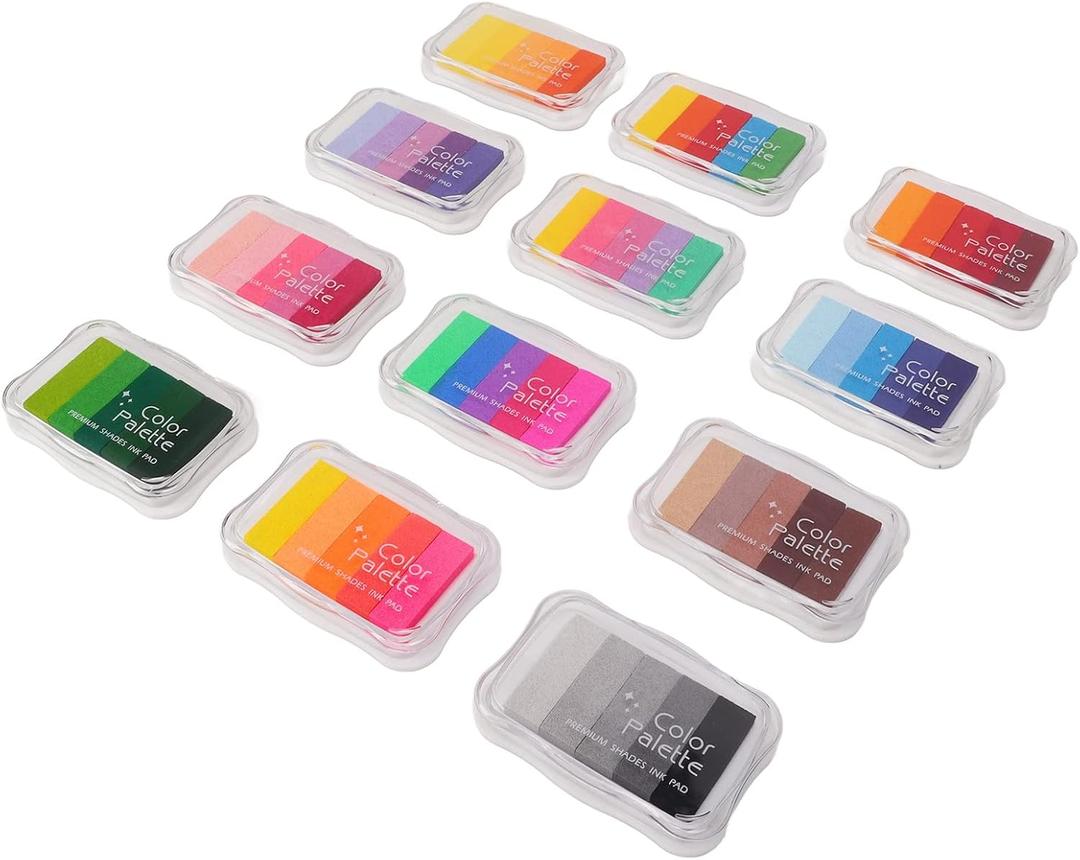 Craft Ink Stamps Pads 5 Color Craft Ink Pads Gradient Craft Ink Pads Washable Pad 8 Pcs Craft Ink Stamps Pads Set 5 Colors Gradient Multi Function Washable Pad for Finger
