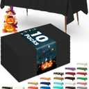 Pureegg Plastic Table Cloth Disposable 10 Pack, 54 x 132 Inch Table Cloths, Halloween Party Decorations, Summerween Decor, Halloween Tablecloths, Rectangle, Plastic Cover, Leakproof & Sturdy, Black