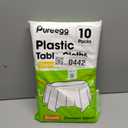 Pureegg Plastic Table Cloth Disposable 10 Pack, 84'' Round Table Cloths, Party, Picnic, Wedding, Decorative Tablecloths, Round, White Plastic Cover, Leakproof & Sturdy, White