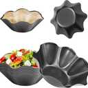 6Pcs Large-Nonstick Tortilla Shell Maker, 8.4-inch Taco Salad Bowl Pans Set with Silicone Gloves & Basting Brush, Carbon Steel Fluted Pan Baking Molds for Kitchen
