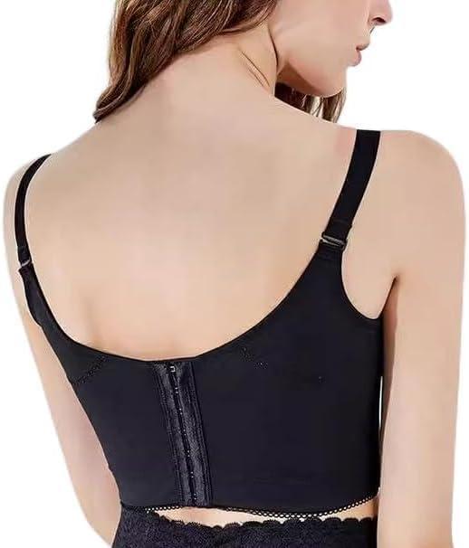 Women's Embroidery Bra, Push-up Bra Longline BraUnderwire Bralette Full Coverage Thin Cup (B75 Black)