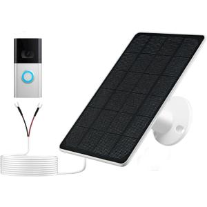Solar Panel Charger Compatible with Ring Video Doorbell 3/3+/4, Battery Video Doorbell Plus, 13.2ft Waterproof Charging Cable, 360Adjustable Mount,5W 5V, 7.5 * 6.4" (1)