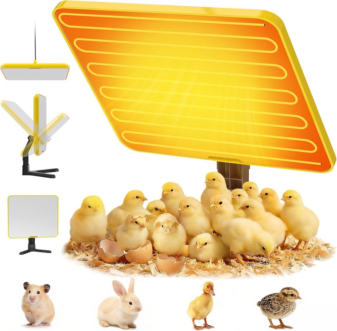 Brooder Plate for Chicks, 50158 Chick Heat Plate with Smart Thermostat, UL Certified Radiant Heating Panel Brooder Heater, 180 Adjustable Angle & Hanging Design for Poultry Brooding & Chicken Coop