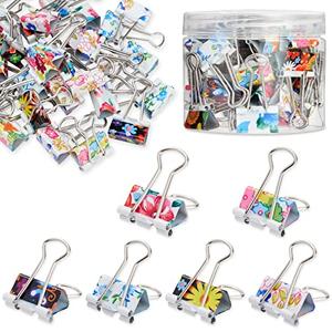 28 Pack Cute Binder Clips for Paper, Notebooks, Planners, File Folders, Office Supplies, Document Organization for School and Work, 6 Assorted Flower Designs (1.5x0.75 in)