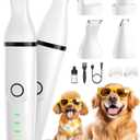 oneisall 4-in-1 Cordless Dog Grooming Kit with 2-Speed Clippers, Low Noise Paw Trimmer & Rechargeable Quiet Nail Grinder for Dogs and Cats (White) (Beige)