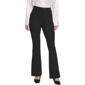VIMPEP Dress Pants for Women Pull On Bootcut Leg High Waisted Flare Work Yoga Pants Woman Bootleg Business Casual Office Slacks with Pockets B101 31" Black L