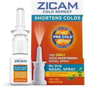 Zicam Cold Remedy No-Drip Nasal Spray with Cooling Menthol & Eucalyptus, Homeopathic, Zinc-Free, Pre-Cold Medicine, Shortens Cold Duration, 0.5 Ounce