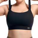 Plus Size Sports Bras Medium-High Support Adjustable Racerback High Neck Wireless Everyday Workout Running Bra for Women Large, Black 