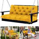 Porch Swing Cushions Outdoor 60 inch with Backrest Yellow Thick 5" Waterproof 3 Seater Replacemen Swing Cushions for Outdoor Furniture Patio Bench Backyard Garden