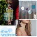 uxcell 50Pcs 50mm Round Capiz Sea Shells, Round Natural Capiz Shells Discs Charm with Hole for Seashell Wind Chimes Curtain Home Decoration, Light Blue