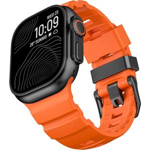 for Apple Watch Sport Band Ultra 2 Ultra 49mm 46mm 45mm 44mm,Adventurous Rugged Silicone Rubber Strap with Metal Watch Clasp,for iWatch Series 10 9 8 7 6 5 4 3 2 1 SE 2 SE Men Women (Orange, 42mm/44mm/45mm/46mm/49mm)
