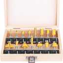 Router Bits Set of 15 Pieces 1/4 Inch Woodwork Tools for Beginners