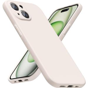LoeoeL for iPhone 15 Phone Case Silicone, Minimalist Ultra Thin Slim Soft Rubber Gel Solid Color Matte TPU Cute Case for Women Men, Girly Plain Aesthetic Design & Camera Cover, Beige Stone Cream