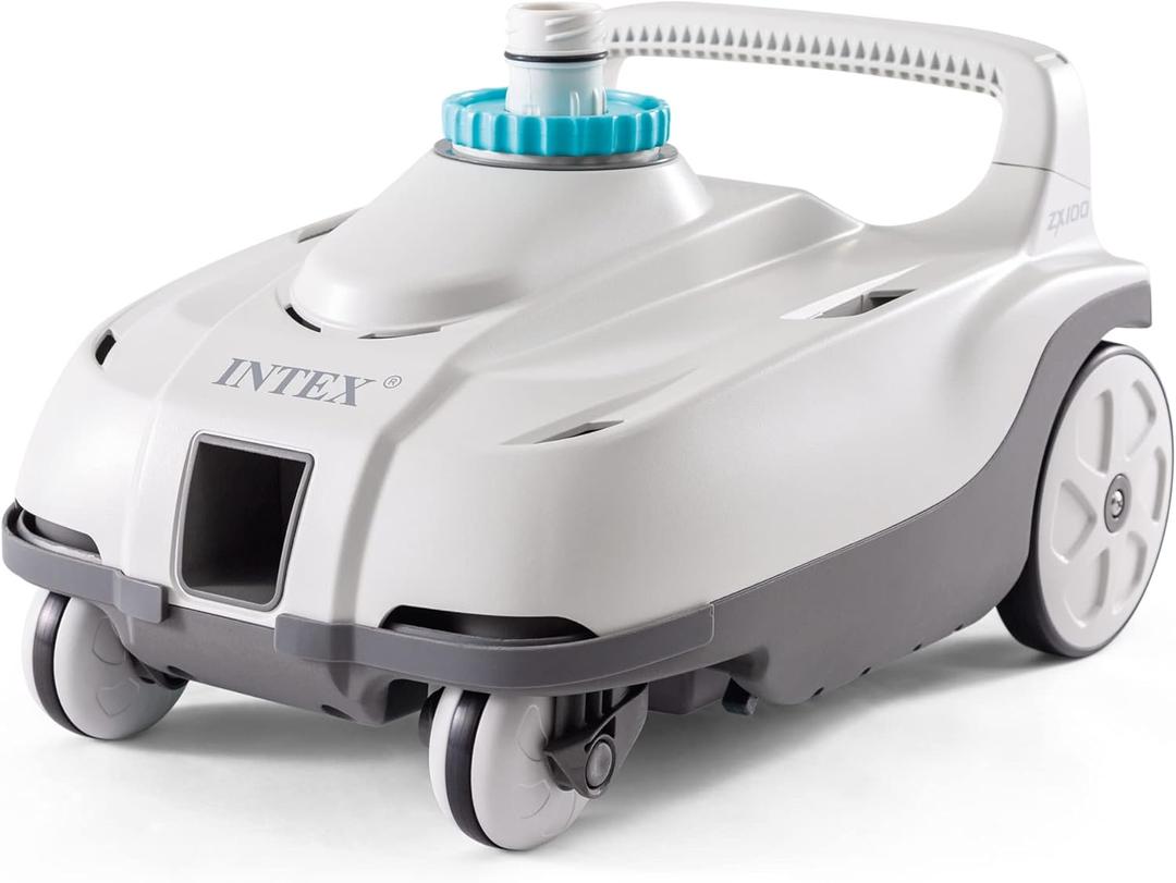 INTEX 28006E ZX100 Pressure-Side Above Ground Automatic Pool Cleaner: For Bigger Pools  Cleans Pool Floor  Removes Debris  Removable Filter Tray  21ft Tangle Free Hose (1600-3500 gal/h Pump Flow Rate Required)