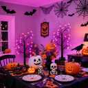 Halloween Decorations Indoor - 2 Pack 24 Inch Halloween Spooky Tree with Lights, Light Up Tabletop Black Tree Decor for Home Party