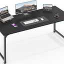Huuger Computer Desk, 55 Inch Home Office Desk, Gaming Writing Work from Home Study Desk, Large Legroom, Sturdy Metal Frame, Modern Simple, Black, 54inch