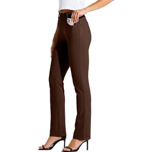 Willit Women's Yoga Dress Pants Straight Leg Work Slacks Stretchy Office Casual 4 Pockets Belt Loops 28"/29"/30"/31"/33" (Medium)