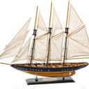 SAILINGSTORY Wooden Sailboat Model Ship Atlantic 30" Navy and Walnut