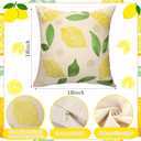 HunnmingRe 2 Pcs Lemon Embroidered Pillow Covers 18 x 18 Inch Summer Fruit Jacquard Decorative Pillow Covers, Leaf and Lemon Farmhouse Soft Plush Pillowcase for Sofa Bed