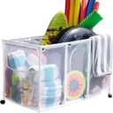 Pool Noodles Holder, Toys, Balls and Floats Equipment Mesh Rolling Storage Organizer Bin, Kids Height, Large, (25" L x 43" W x 28" H), White