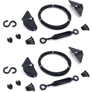 Durable Anti Sag Gate Kit for Wooden Fence, Anti-Sag Gate Support Cable Kit in Zinc, Anti-Sagging Fence Gate Kit Steel Gate Hardware, Wood Door Repair Kit for Outdoor, Gate Frame Kit Black, 2 Pack