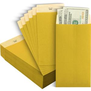 Mr. Pen Money Envelopes for Cash, 6.5" x 3.5", 100 Pack, Gold Kraft Paper, Cash Envelopes for Money