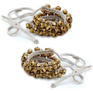 Kathak Dancing Ghungroo Big Bells Dancing Anklet Pair Classical Dancers Musical Instrument Bharatnatayam Ghungru (Tied in White Cord) (25+25)