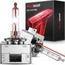 Torchbeam D3S HID Headlights, 400% Brightness HID Bulbs, 6000K Diamond White Xenon Replacement Bulbs, Metal Snap Ring and Base Lights, Pack of 2