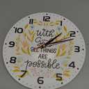 with God All Things are Possible Wall Clock, Vintage Wooden Battery Operated Non-Ticking 10 Inch Silent Art Decor for Girls and Kids
