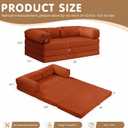 Convertible Sofa Bed Queen,5-in-1 Boneless Couch with Removable Armrests & Handle,Corduroy Futon Sleeper Sofa,Floor Folding Mattress Pull Out Bed for Small Space Apartment Living Room Bedroom,Orange, Queen-81.5"L x 60"W