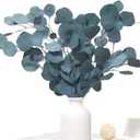 Preserved Dried Eucalyptus Stems, Blue Real Greenery Branches, 4-10 PCS Silver Dollar Leaves for Vase Filler, 14-17'' Fresh Eucalyptus Garland Plant for Wreath Wedding Home Farmhouse Party Decor