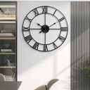 1st owned Large Wall Clock Silent Non-Ticking Roman Numerals Vintage Battery Operated (24 inch,18inch,16inch) Farmhouse Wall Clock for Living Room, Bedroom, Kitchen, Cafe Decor-Black 47CM