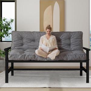 YOSHOOT 6 Inches Futon Mattress, Thick Futons Sofa Couch Bed, Floor Mattress for Adults, Shredded Foam Filling, Medium Firm(Frame Not Included), Grey, Full Size(54"x75")