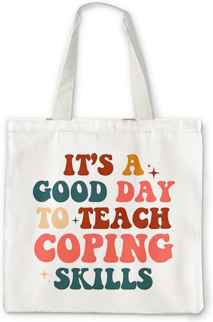 Therapist Counselor Tote Bag, Psychologist Social Worker Gift, It's a Good Day to Teach Coping Skills Canvas Tote for Women, Reusable Grocery Shopping Bag