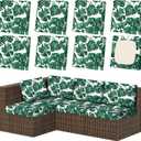 8Pcs Patio Stretch Cushion Covers, Outdoor Couch & Sofa Replacement Slipcovers for Patio Furniture Cushion Covers, Washable Reusable Furniture Protector, Square Large, Green Leaf